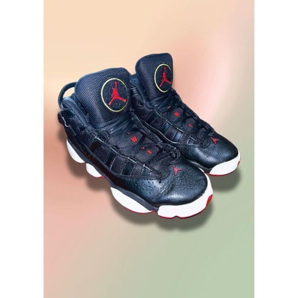 Nike Air Jordan 6 Rings Black University Red White GS Youth Size 4.5Y 323419-063